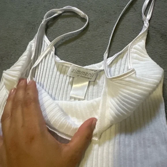 Zimmerli White Ribbed Camisole - Picture 2 of 7